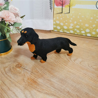 Simulation dog animal model Dachshund dog model children's toy dog static display small black dog