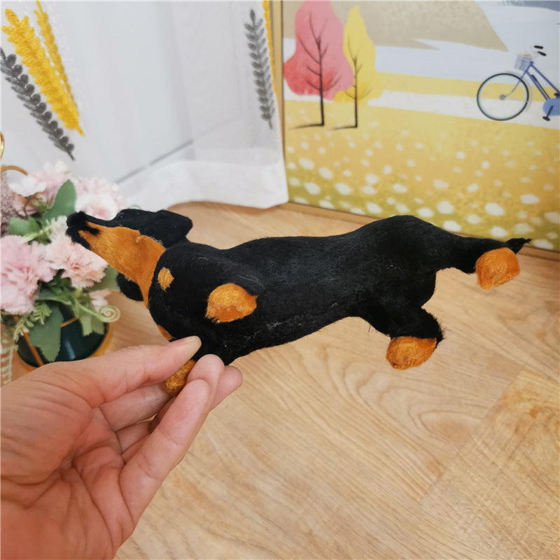 Simulation dog animal model Dachshund dog model children's toy dog static display small black dog