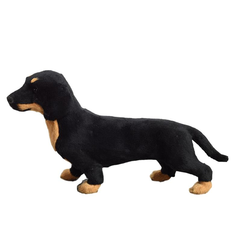 Simulation dog animal model Dachshund dog model children's toy dog static display small black dog