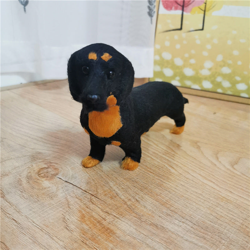 Simulation dog animal model Dachshund dog model children's toy dog static display small black dog