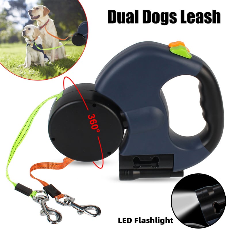 Retractable Dog Leash 360°Tangle Pet Retractable Double Headed Traction Rope Walking Leash