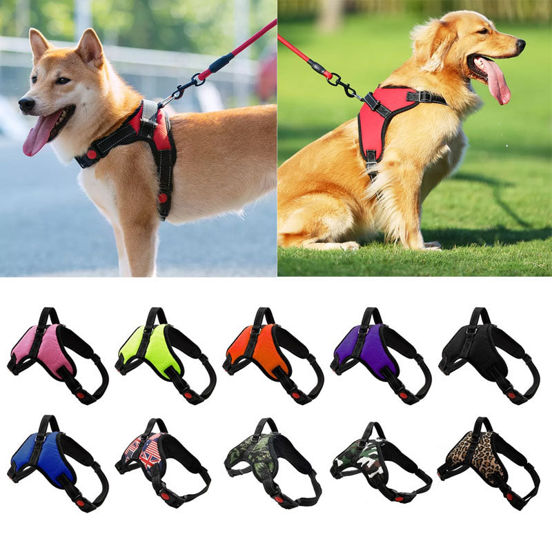 Adjustable Dog Harness & Reflective Leash Set