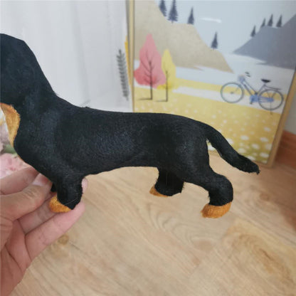 Simulation dog animal model Dachshund dog model children's toy dog static display small black dog